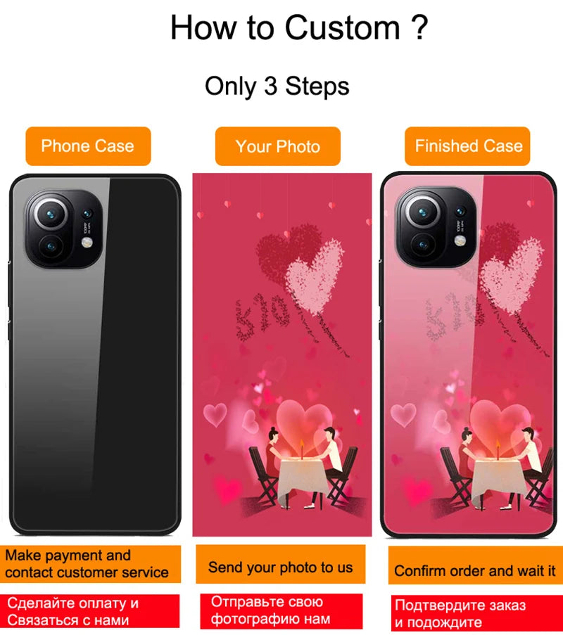 Custom Phone Cases For iphone 14 Pro Max 13 Mini 14 Plus Glass Silicone Cover Customized DIY Photo Personalized Pictures Fundas - Caseverse