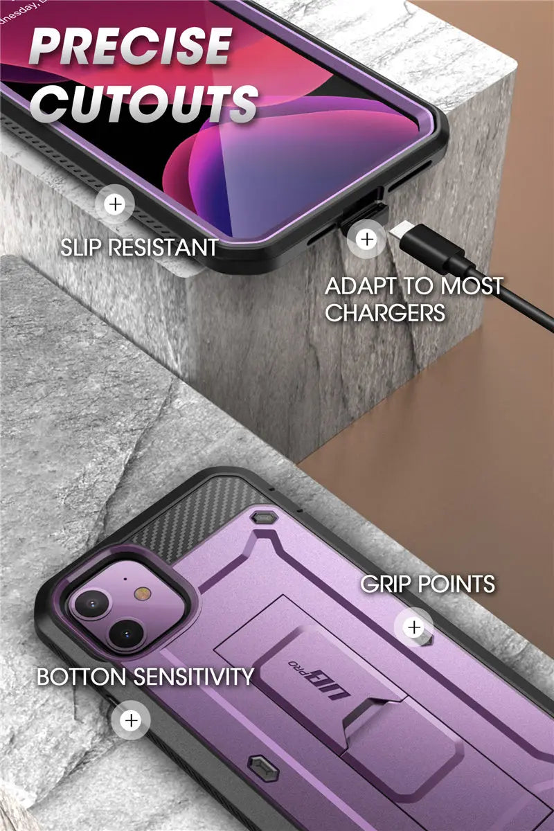 For iPhone 11 Case 6.1" (2019 Release) SUPCASE UB Pro Full-Body Rugged Holster Cover with Built-in Screen Protector & Kickstand - Caseverse