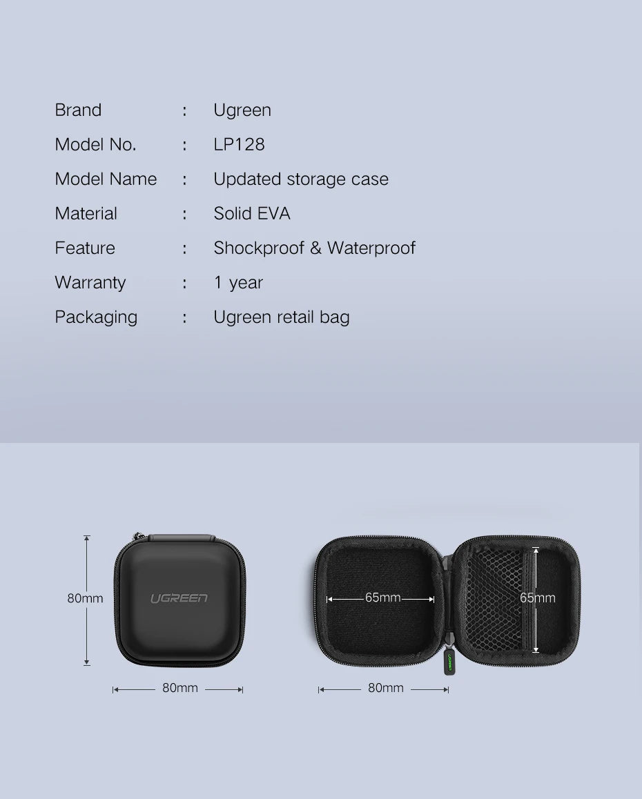 UGREEN Earphone Case Hard Headphone Bag For Airpods Earpods Sennheiser Ear Pads Wireless Bluetooth Earphone Accessories
