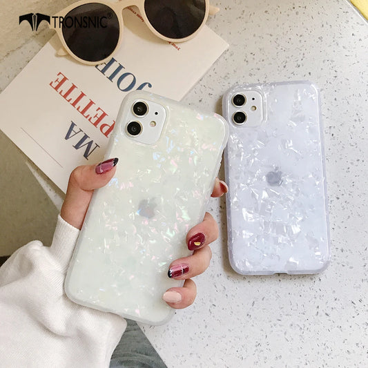 Glossy Marble Phone Case for iPhone 11 Pro Max XR XS MAX Soft Pink White Laser Luxury Cases for iPhone 6 6s 7 8 Plus Shell Cover