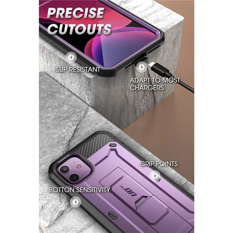 For iPhone 11 Case 6.1" (2019 Release) SUPCASE UB Pro Full-Body Rugged Holster Cover with Built-in Screen Protector & Kickstand - Caseverse