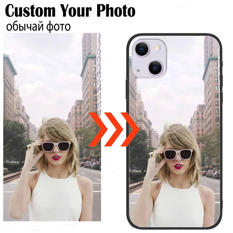 Custom Phone Cases For iphone 14 Pro Max 13 Mini 14 Plus Glass Silicone Cover Customized DIY Photo Personalized Pictures Fundas - Caseverse
