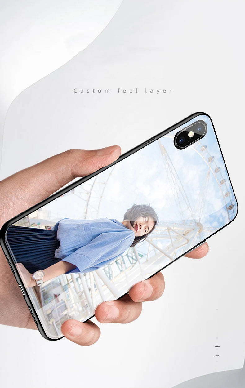 Custom Phone Cases For iphone 14 Pro Max 13 Mini 14 Plus Glass Silicone Cover Customized DIY Photo Personalized Pictures Fundas - Caseverse