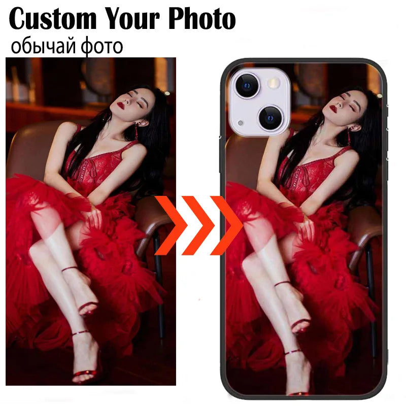 Custom Phone Cases For iphone 14 Pro Max 13 Mini 14 Plus Glass Silicone Cover Customized DIY Photo Personalized Pictures Fundas - Caseverse
