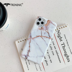 Marble Glossy Phone Case for iPhone 11 Pro Max XR X XS MAX Soft White Gold Luxury Cases for iPhone 7 8 Plus Covers Fashion Shiny