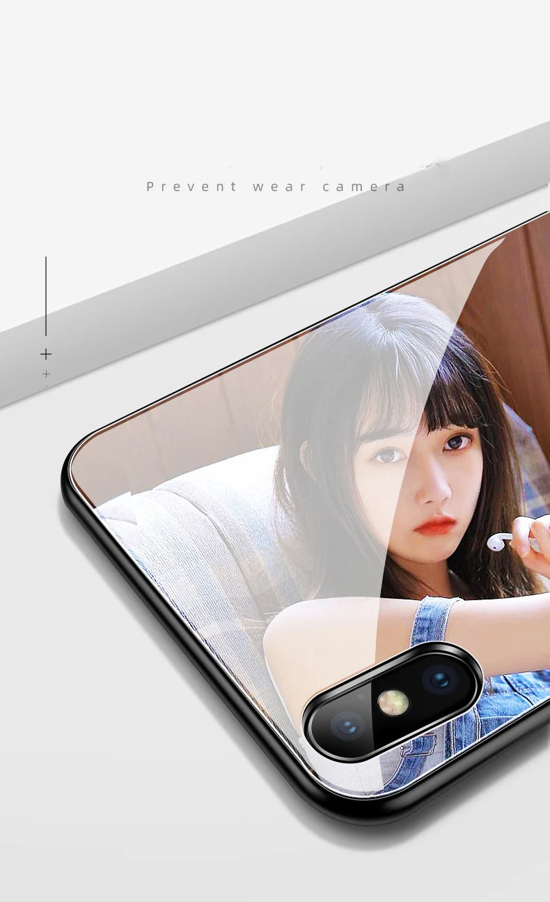 Custom Phone Cases For iphone 14 Pro Max 13 Mini 14 Plus Glass Silicone Cover Customized DIY Photo Personalized Pictures Fundas - Caseverse