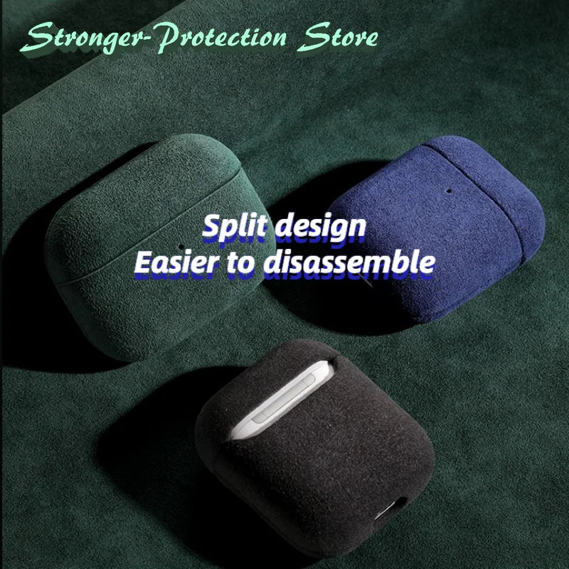 Italian Suede Leather Case For Airpods Pro 2 Luxury Artificial Leather All Inclusive Case For Airpods 4 3 Case Wireless Charge