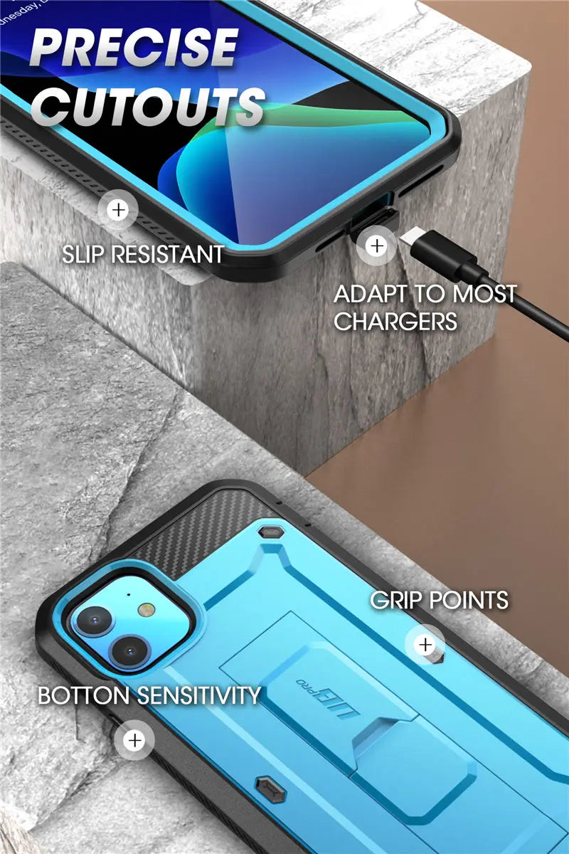 For iPhone 11 Case 6.1" (2019 Release) SUPCASE UB Pro Full-Body Rugged Holster Cover with Built-in Screen Protector & Kickstand - Caseverse