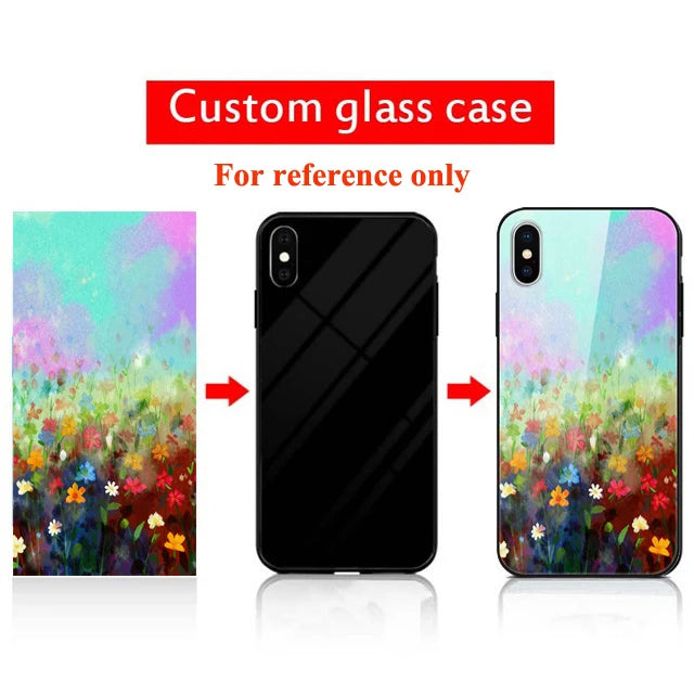 Custom Phone Cases For iphone 14 Pro Max 13 Mini 14 Plus Glass Silicone Cover Customized DIY Photo Personalized Pictures Fundas - Caseverse