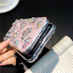 Luxury Marble Phone Case For iPhone 16 15 14 13 12 11 Pro Max 16 Plus XR Case Glitter Bling Diamond Rhinestone Love Heart Cover