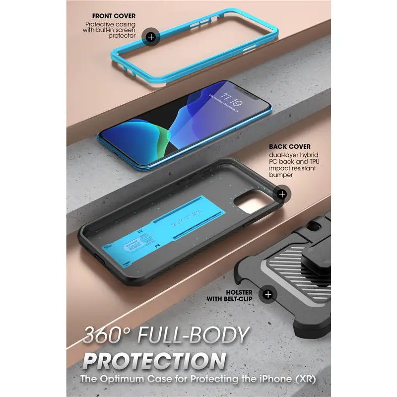 For iPhone 11 Case 6.1" (2019 Release) SUPCASE UB Pro Full-Body Rugged Holster Cover with Built-in Screen Protector & Kickstand - Caseverse