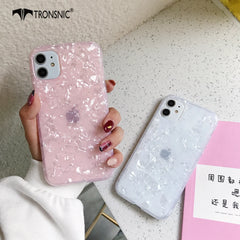 Glossy Marble Phone Case for iPhone 11 Pro Max XR XS MAX Soft Pink White Laser Luxury Cases for iPhone 6 6s 7 8 Plus Shell Cover