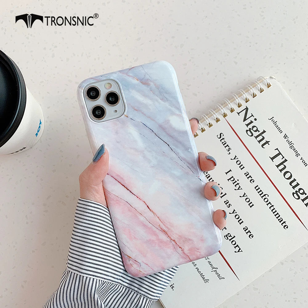Marble Glossy Phone Case for iPhone 11 Pro Max XR X XS MAX Soft White Gold Luxury Cases for iPhone 7 8 Plus Covers Fashion Shiny - Caseverse