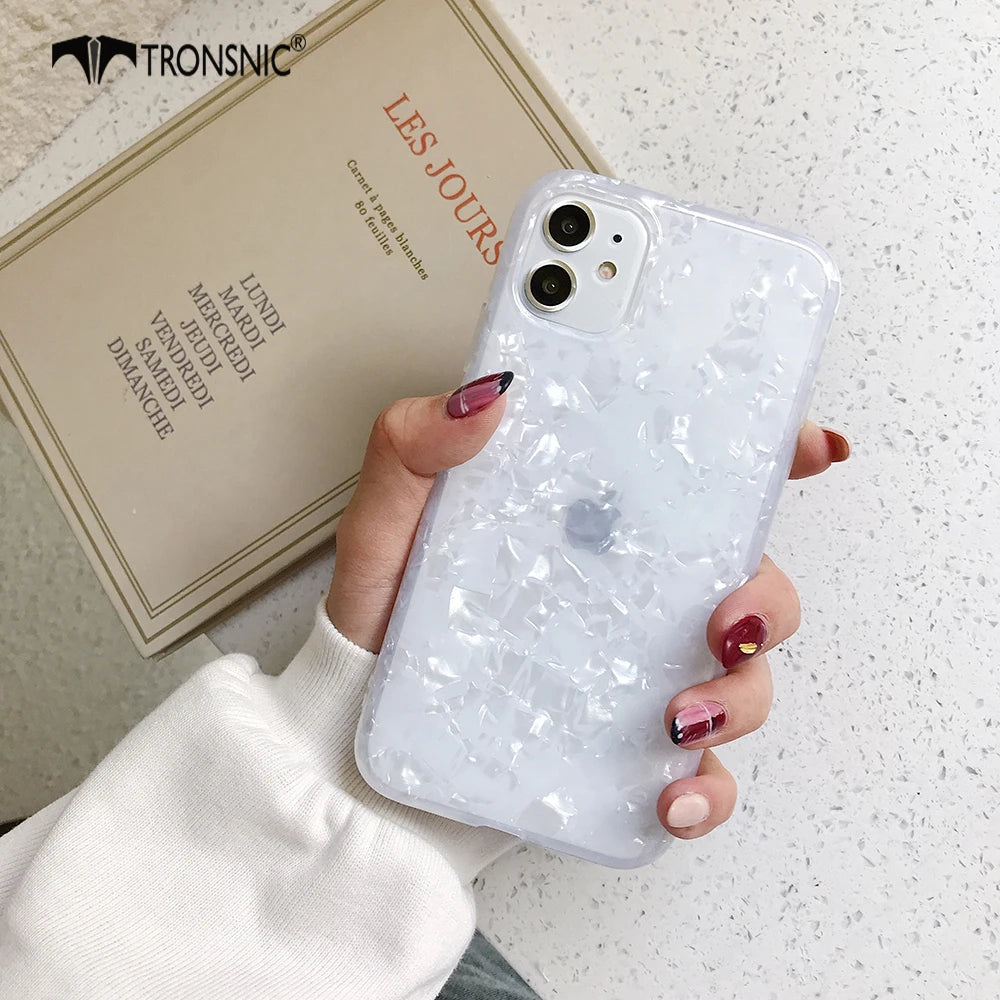 Glossy Marble Phone Case for iPhone 11 Pro Max XR XS MAX Soft Pink White Laser Luxury Cases for iPhone 6 6s 7 8 Plus Shell Cover - Caseverse