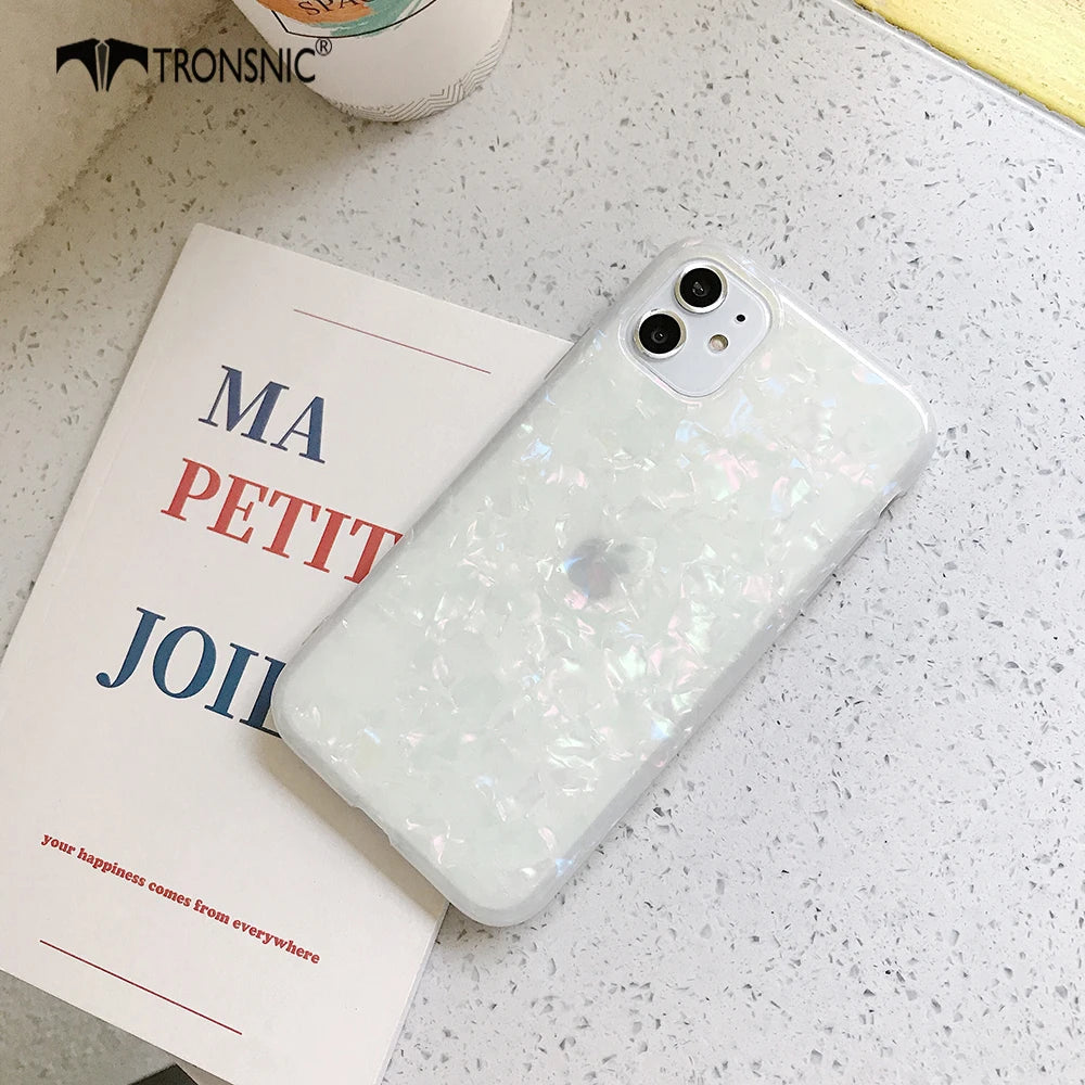 Glossy Marble Phone Case for iPhone 11 Pro Max XR XS MAX Soft Pink White Laser Luxury Cases for iPhone 6 6s 7 8 Plus Shell Cover - Caseverse