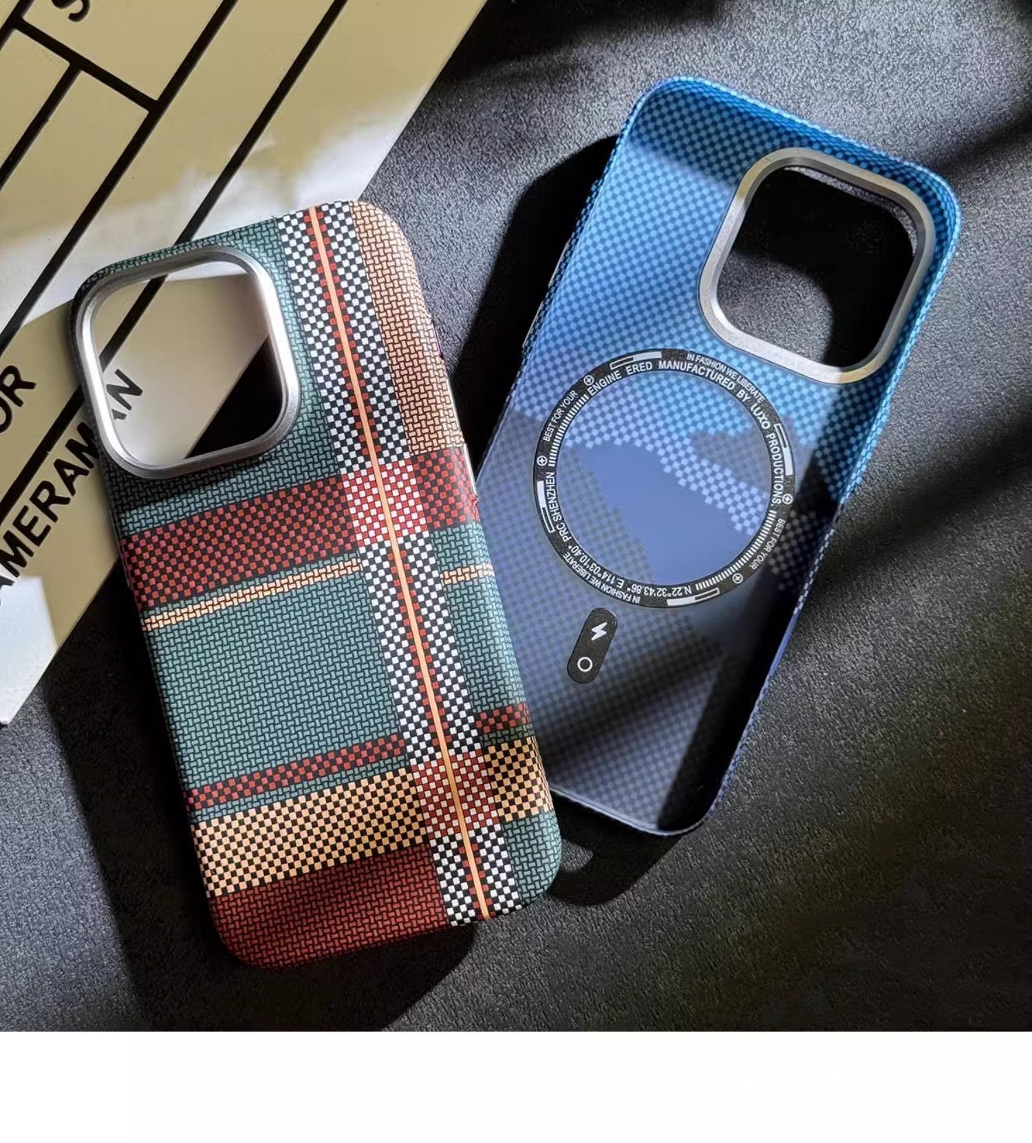 Magnetic Kevlar Carbon Fiber Pattern For iPhone 16Pro 15 Pro Max 14 13 12 Pro Plaid Personalized Phone Case For 12 13 14 Pro Max - Caseverse