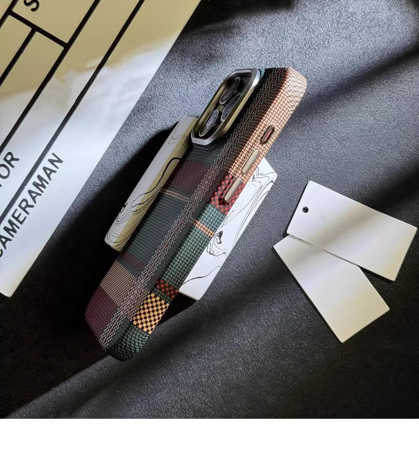 Magnetic Kevlar Carbon Fiber Pattern For iPhone 16Pro 15 Pro Max 14 13 12 Pro Plaid Personalized Phone Case For 12 13 14 Pro Max - Caseverse