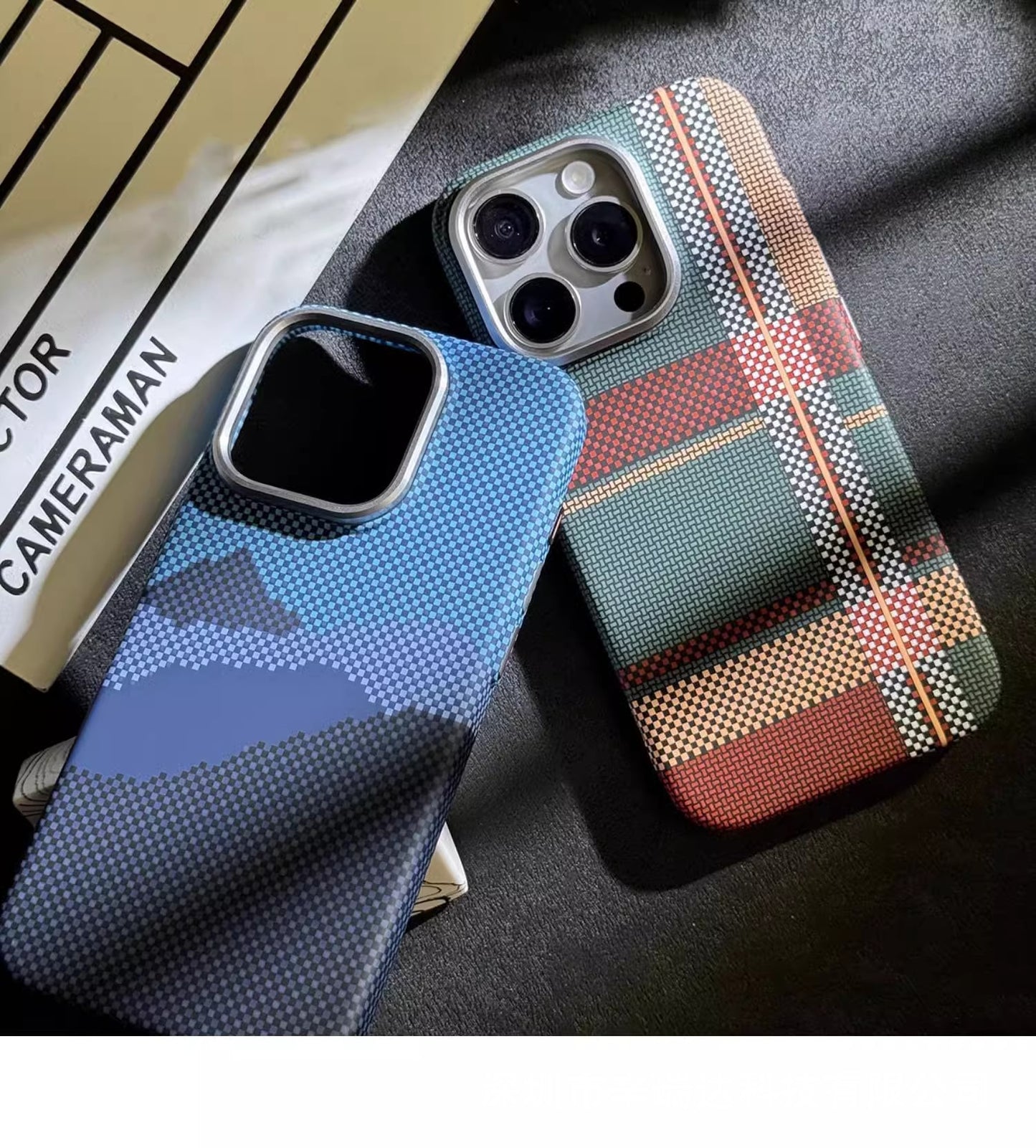 Magnetic Kevlar Carbon Fiber Pattern For iPhone 16Pro 15 Pro Max 14 13 12 Pro Plaid Personalized Phone Case For 12 13 14 Pro Max - Caseverse