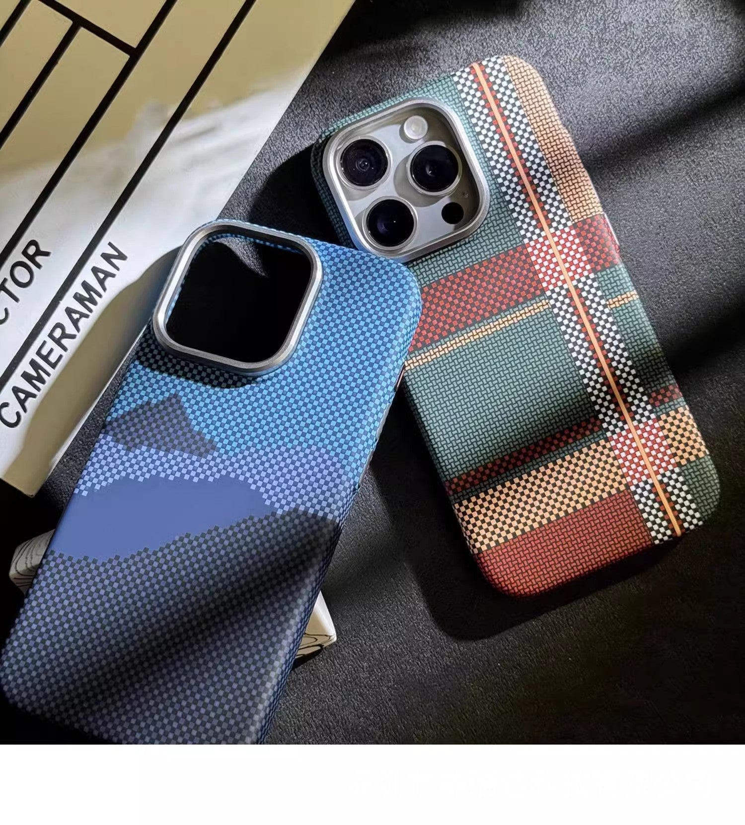 Magnetic Kevlar Carbon Fiber Pattern For iPhone 16Pro 15 Pro Max 14 13 12 Pro Plaid Personalized Phone Case For 12 13 14 Pro Max - Caseverse