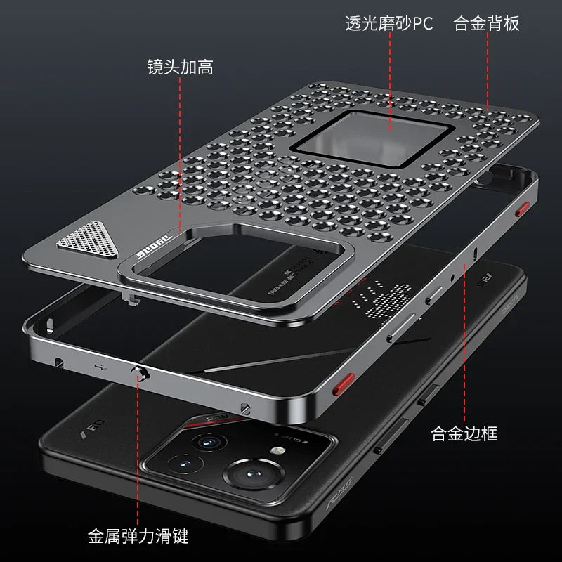 Case For ASUS ROG Phone 9 8 Pro Cover Aluminum Metal Copper Buckle Heat Dissipation Cases For Rog Phone9 Rog9 Rog8 Bumper Funda