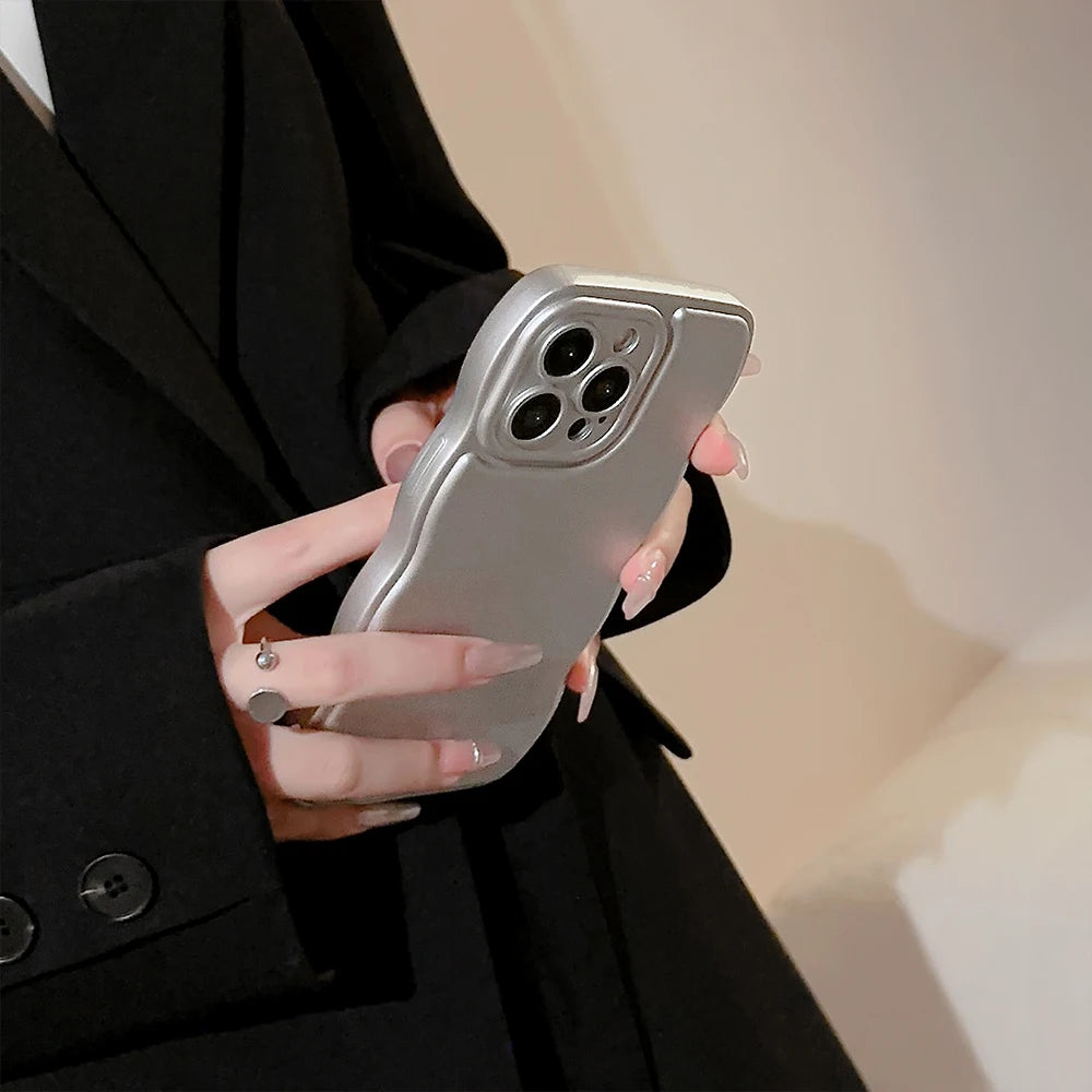 New Men Women Wave Phone Case For iPhone 12 13 14 15 16 Pro Max Shockproof Dissipate Heat Silicone Soft Cases Protective Shell - Caseverse