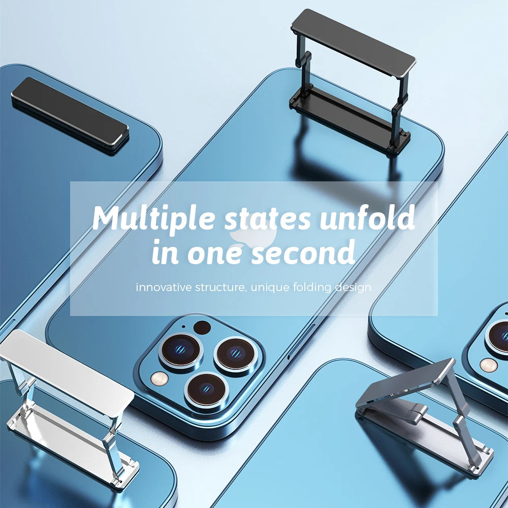 Metal Folding Phone Holder Alloy Invisible Back Stick Phone Desktop Holder Portable Mobile Support Phone Stand for iPhone Xiaomi - Caseverse