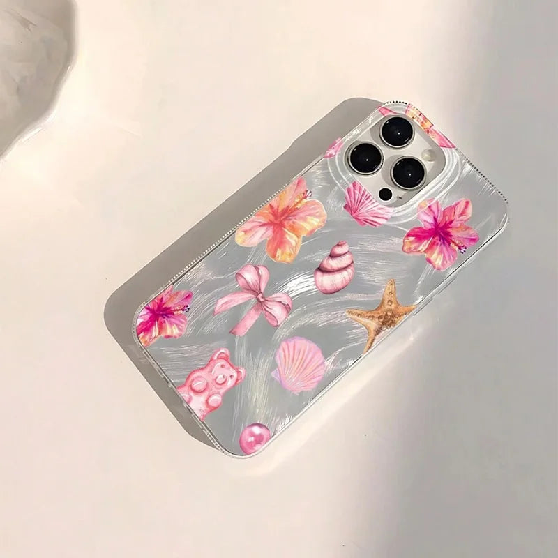 Ocean Elements Personalized Pattern Soft Phone Case For iPhone 16 Pro Max 16E 14 12 13 11 15 PRO Case X XR XS 7 8 Plus SE2 Cover - Caseverse