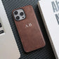 Leather Personalized Customized Initials Name Case For iPhone 16 15 14 13 12 11Pro Max Cover Luxury DIY Engraved 14 15 16 Plus - Caseverse