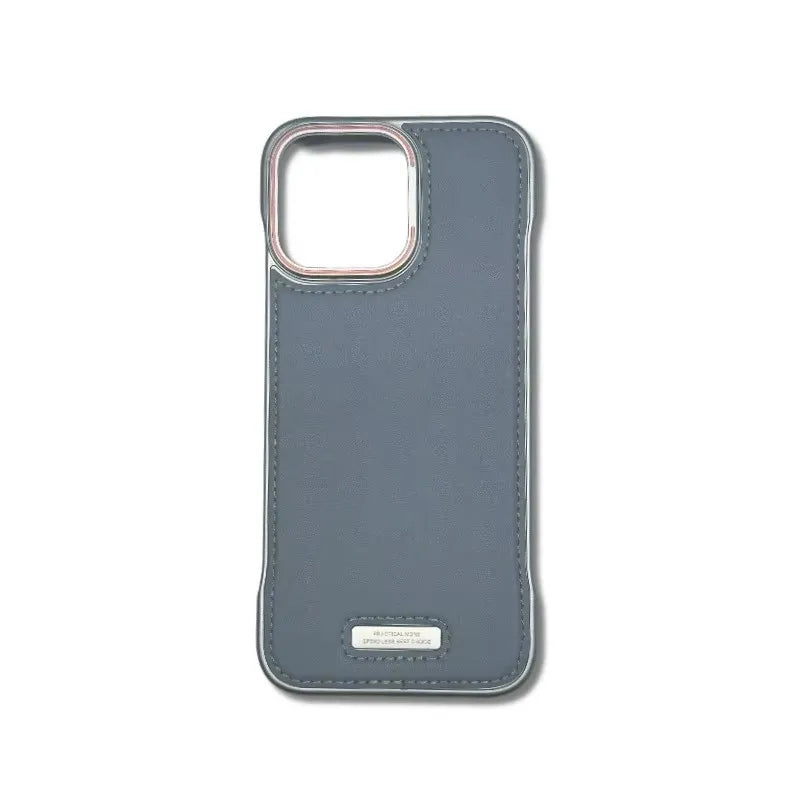Phone Case Luxury Matte PU Leather Frameless For iPhone 16 15 14 13 12 Pro Max Plus Metal Lens Protection Shockproof Back Cover