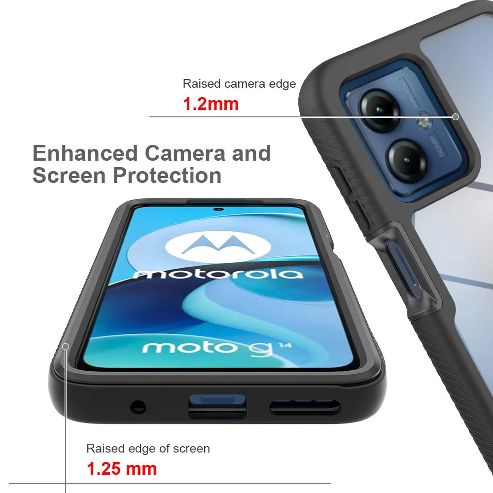 Moto G24 Shockproof Clear Case Built in Screen Protector Full Body Rugged Defender Cover for Motorola G04/G04S Case - Caseverse