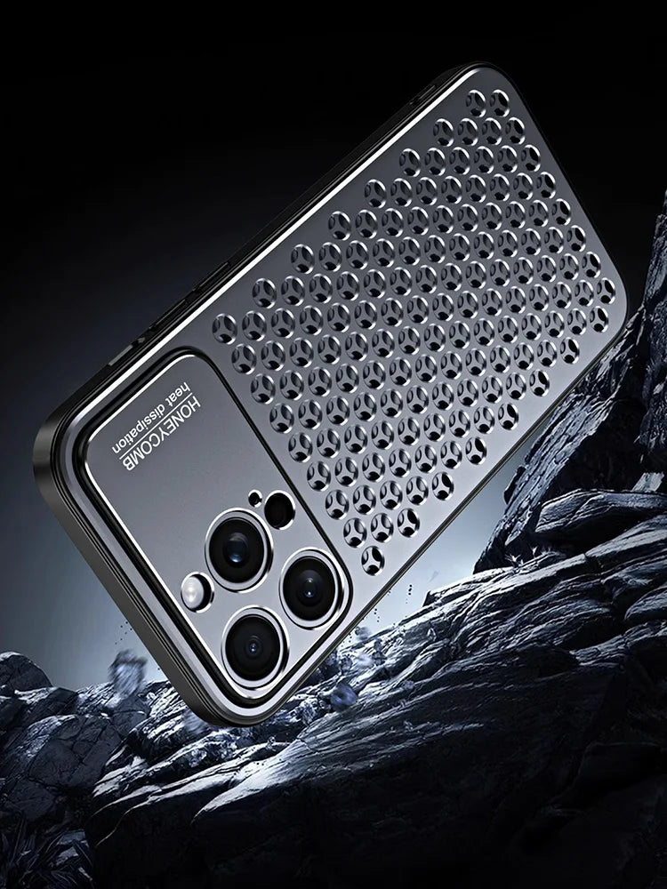 Aluminum Alloy Phone Case For iPhone 16 Pro Max 15 14 13 Metal Breathable Back Cover
