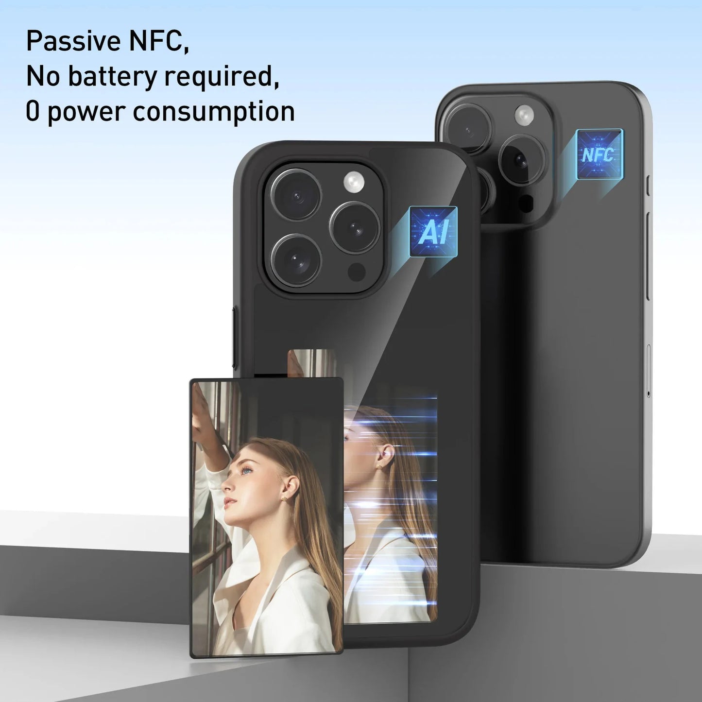 NFC Function Smart Phone Cases For iphone 16 15 14 13 Pro Max ink Screen DIY Wireless Transmission Screen Projection Phone Case - Caseverse