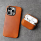 YMW Magnetic Genuine Leather Case for iPhone 16 Pro Max 15 14 Personality Cowhide Magnetic Phone Cover - Caseverse