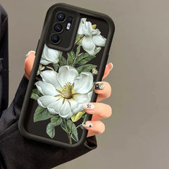Flower Painted Phone Case For Oppo Reno 6 Pro Plus 5G Reno6 Silicone Anti Drop Soft Cover Funda