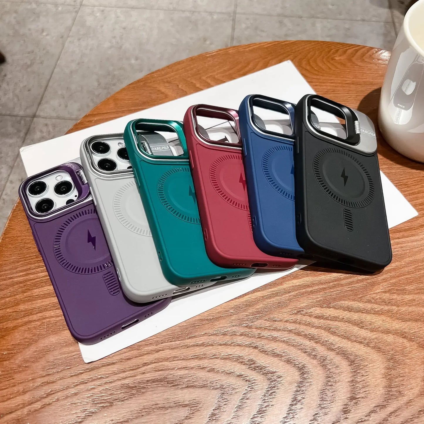Magnetic metal bracket phone case suitable for iPhone 16 15 14 13 Pro Max lens large window protective cover