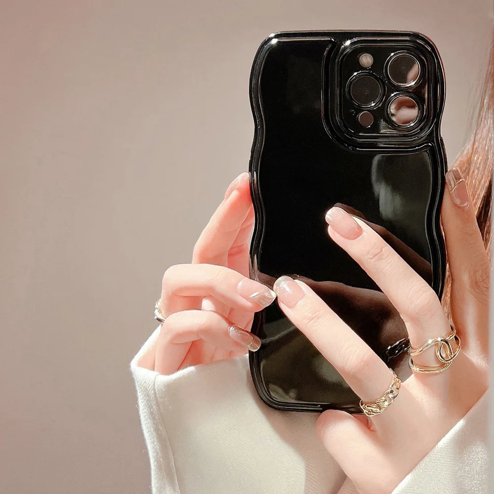 New Men Women Wave Phone Case For iPhone 12 13 14 15 16 Pro Max Shockproof Dissipate Heat Silicone Soft Cases Protective Shell - Caseverse