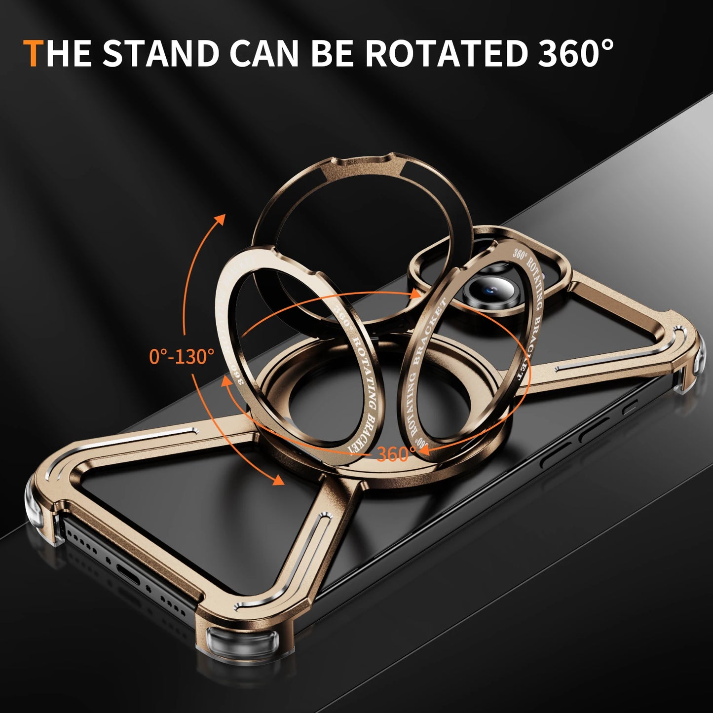 Titanium Metal Phone Case for iPhone 13 15 14 16 ProMax 16 15Pro Protective Cover Bumper w/ 360° Rotation Holder Shockproof Sase