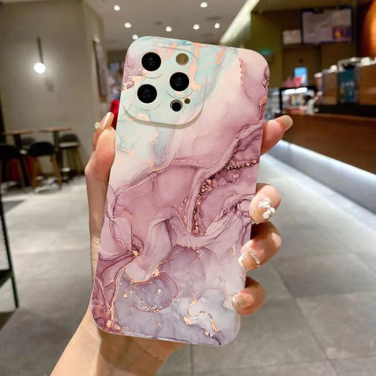 For iPhone 16 15 Pro Max Case Marble Pattern Phone Case For iPhone 14 13 12 11 XS Max XR X 7 8 Plus Shockproof Soft Bumper Cover