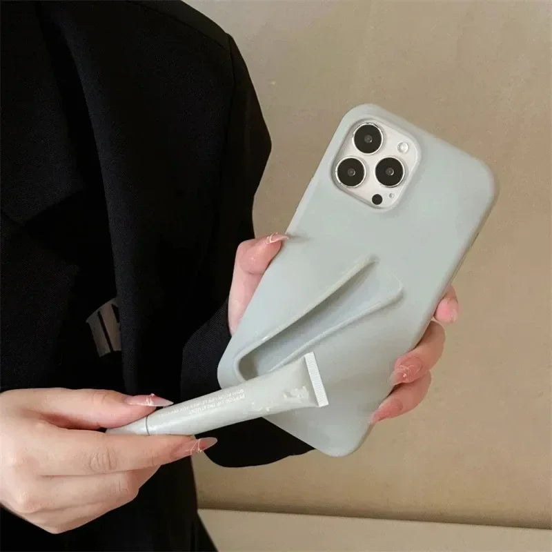 Lipstick Make-up Soft Silicone Phone Case for IPhone 16 14 15 Pro Max X Xs XR 11 13 12 Portable Lip Gloss Cover - Caseverse
