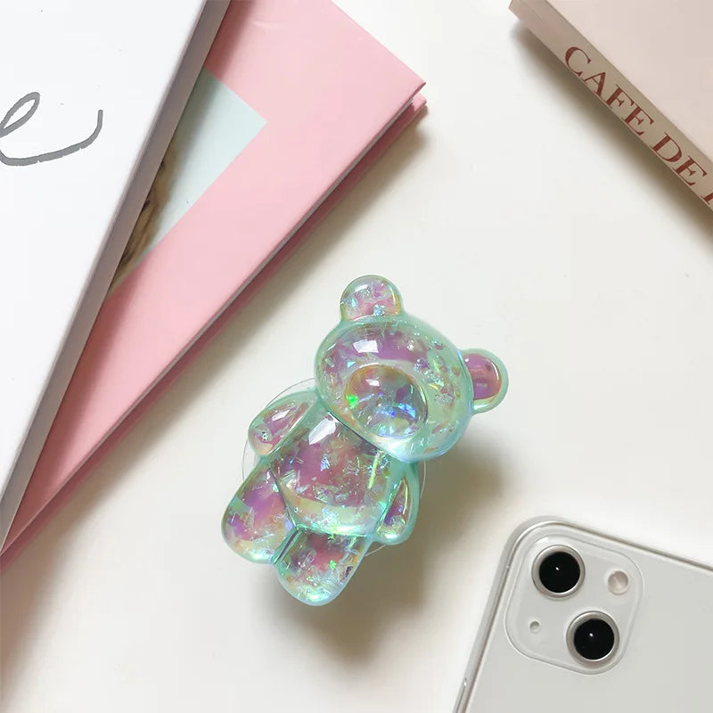 Korea 3D Cute Bear Laser Phone Holder Grip Tok Cell Phone Accessories Griptok Korean Stand Pop Universal Bracket MOBILE HOLDER