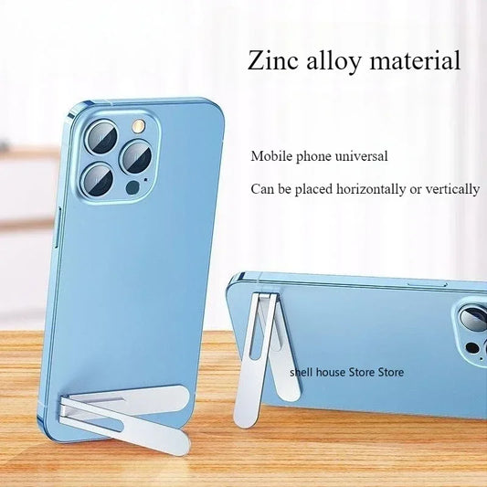 Ultra - thin Mini Metal Folding Phone Holder. Alloy, Invisible Design for Desktop Use