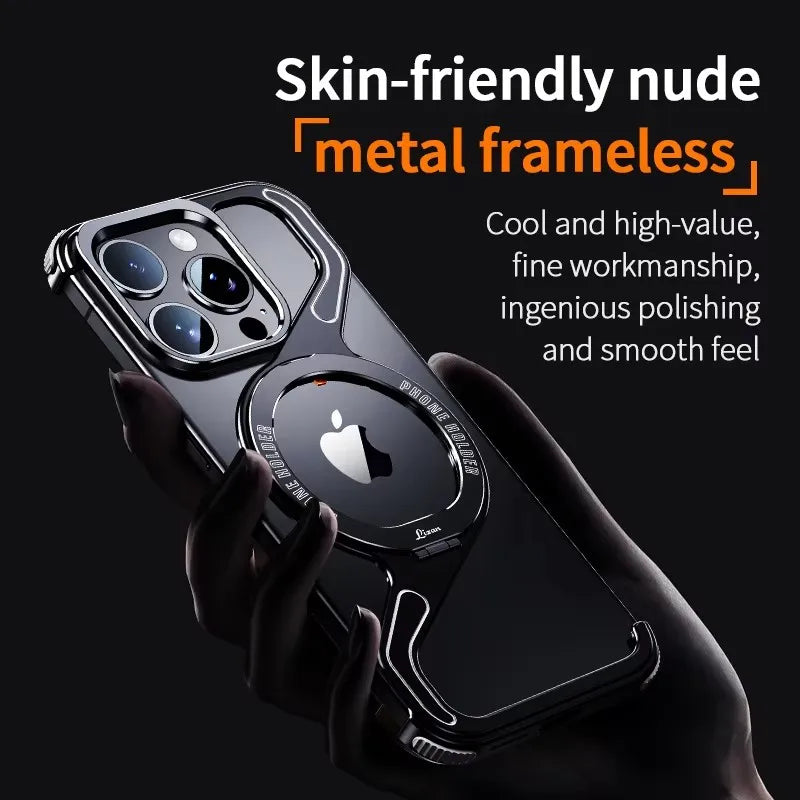 Shockproof Phone Case Z Shape Metal Frame for iPhone 16 Pro 15 14 13 Pro Max Plus Full Aluminium Alloy Magnetic Bracket Cases