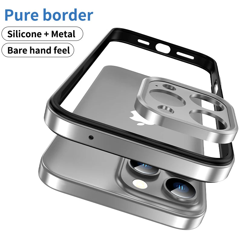Hybrid Silicone Frame Aluminum Metal Phone Case For iPhone 16 Pro Max 16 Plus 16promax 16pro 16plus Better Heat Bumper