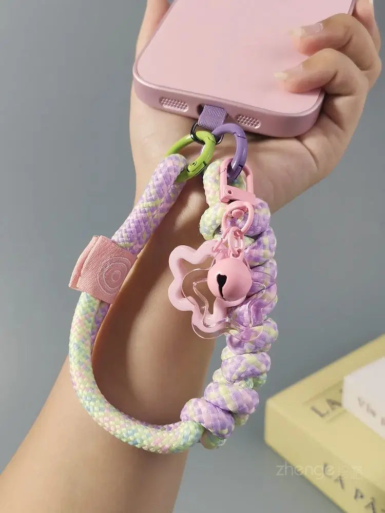 Mobile Phone Lanyard Wrist Short Ins Two Strands Woven Strong Men And Women Outdoor Travel Small Fresh Lanyard Shell Anti-Theft