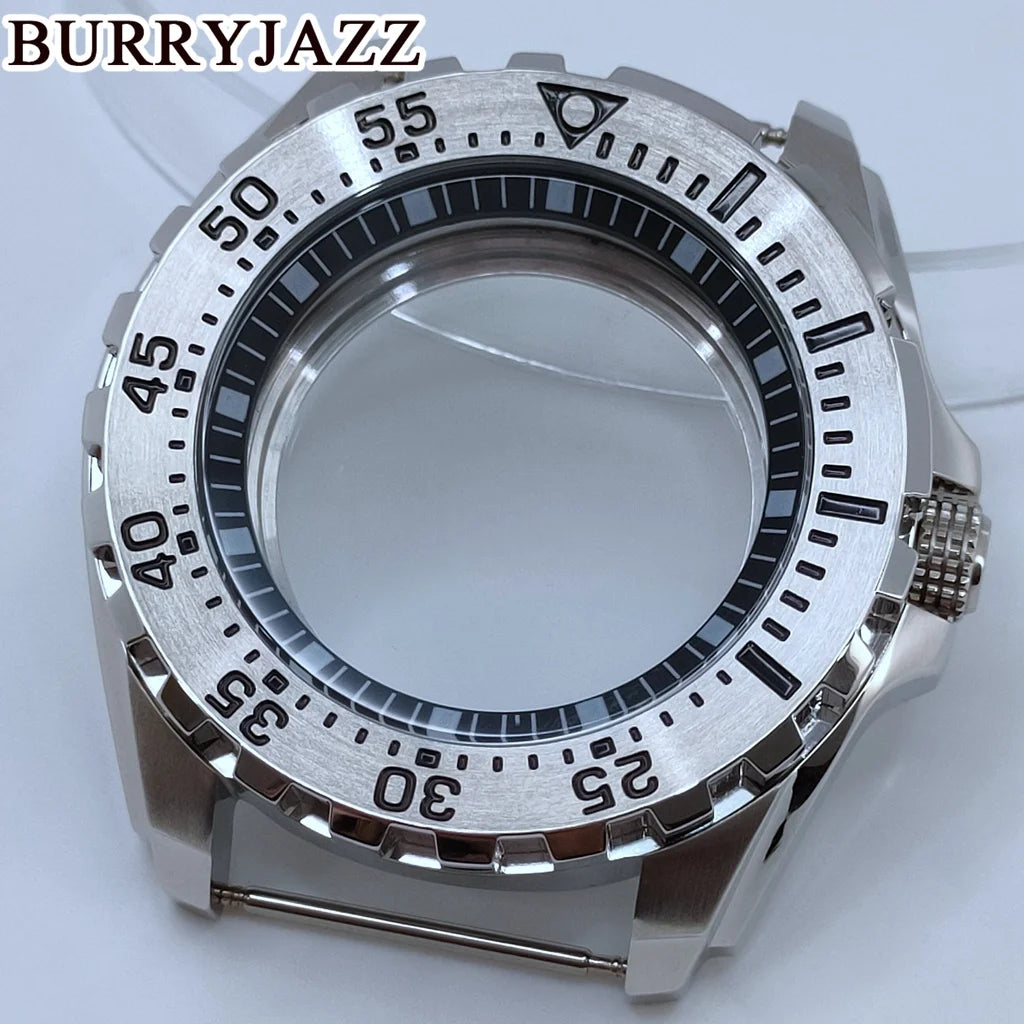 BURRYJAZZ 44mm NH34 NH35 NH36 NH38 NH39 NH70 Watch Case Silver Black Stainless Steel Watch Case