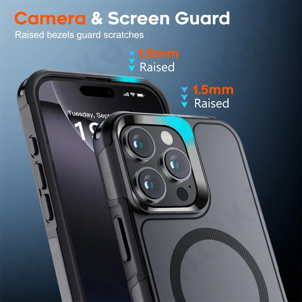 Case For iPhone 16 15 14 13 12 11 Pro Max Plus Military Grade Drop Protection Shockproof Magnetic Dual Layer Magsafe Cover - Caseverse