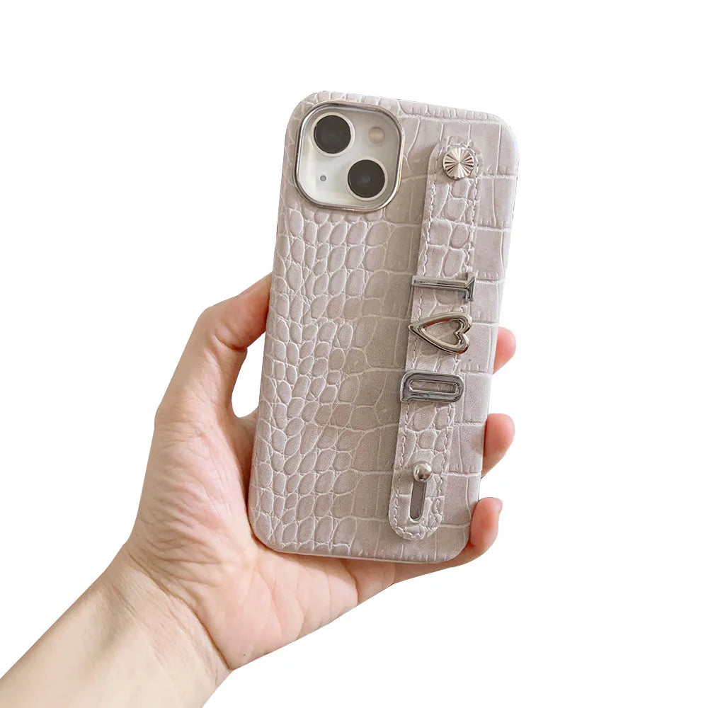Luxury Custom Personalised Name Silver Metal Letter Charm Leather Phone Cases For Iphone 14 13 12 11 15 Pro Max 16 pro max Cover