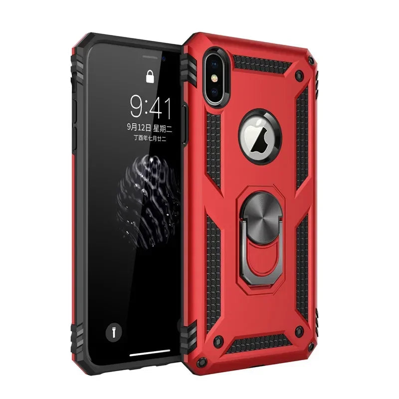 Armor Shockproof Kickstand Phone Case For iPhone 16 15 Pro Max 16 15 Plus Military Grade Anti-drop Protection Finger Ring Cover - Caseverse