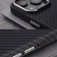Luxury Alloy Lens 3D Relief Black Carbon Fibre Pattern Case For iPhone 13 14 15 16 Pro Max Slim Shockproof PC Cover For Magsafe