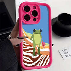 Candy Color Cute Cat Phone Case For iPhone 16, 15 Matte Shockproof Cover